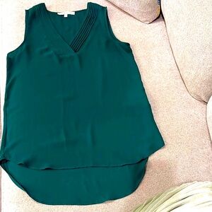 Rose & Olive Green Asymmetrical Sleeveless Blouse